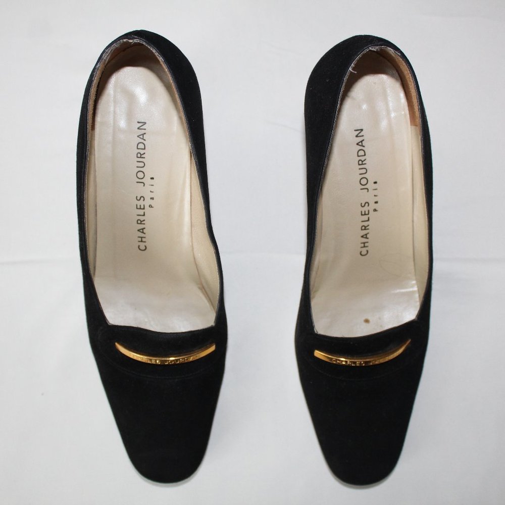 Charles Jourdan Black Suede Heels